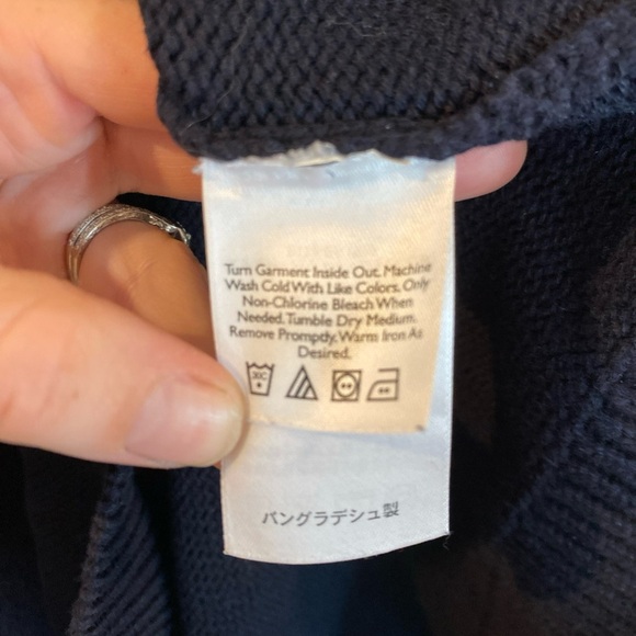 Eddie Bauer Sweater Vest Mens Large Tall Navy Blue V Neck 100% Cotton Knit - Picture 3 of 5